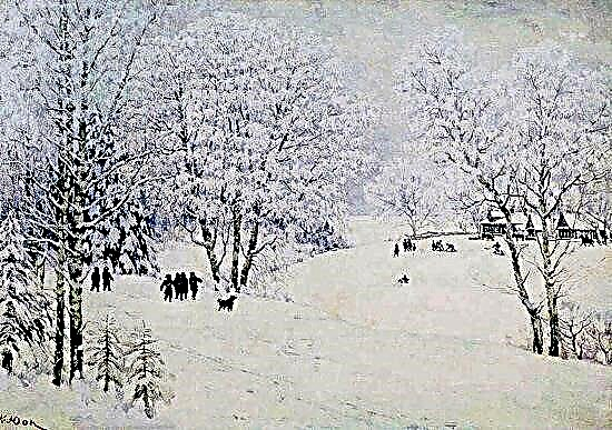 Composition by Yuon's painting “Russian Winter”